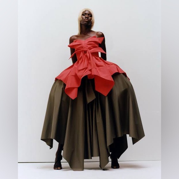 Christopher John Rogers Tops - New with tags Christopher John Rogers Tie-front Strapless Origami Red Top Size 6